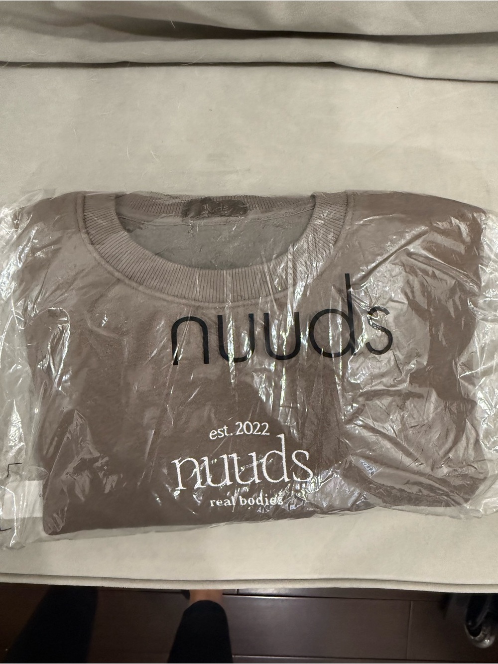 nuuds real bodies Taupe Crewneck Sweater with Logo